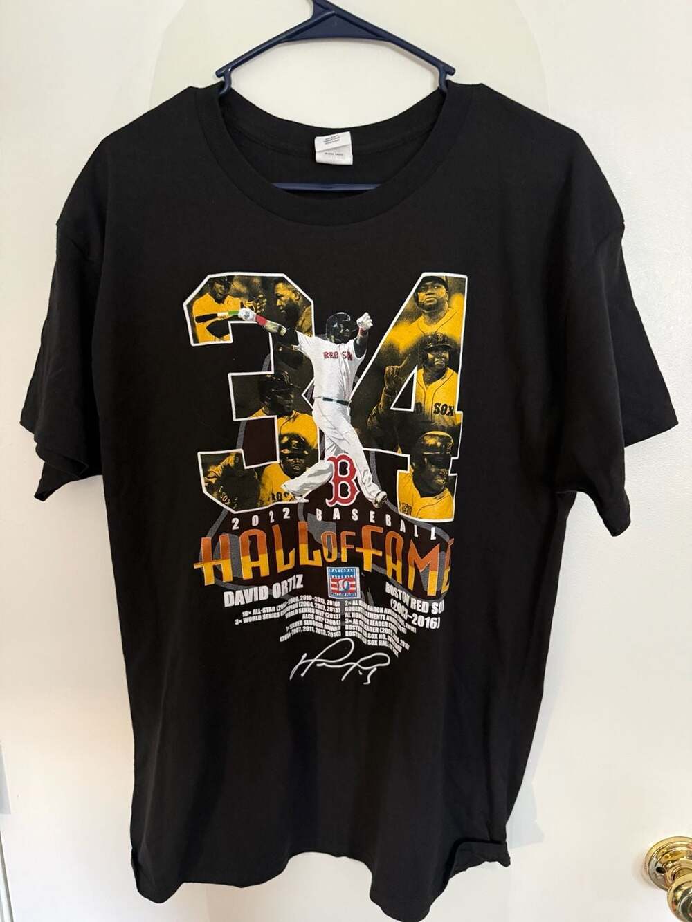 Hanes David Ortiz Big Papi 2022 Baseball Hall of Fame Boston Red Sox T-Shirt